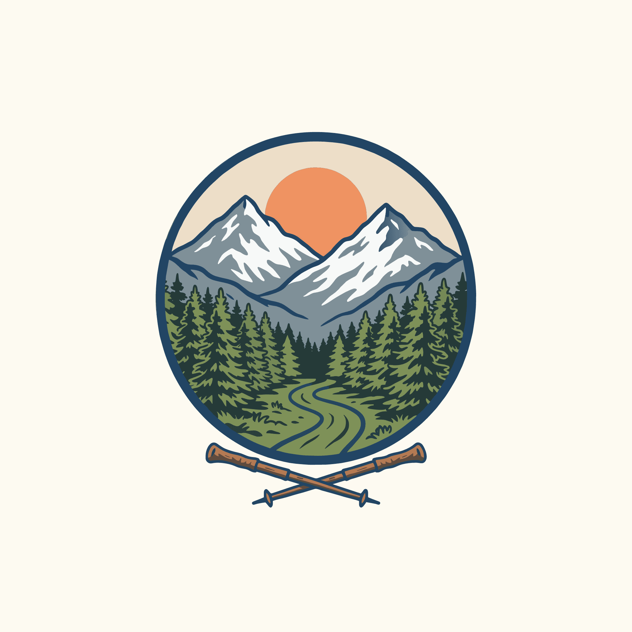 A mountain badge emblem for a hiking club