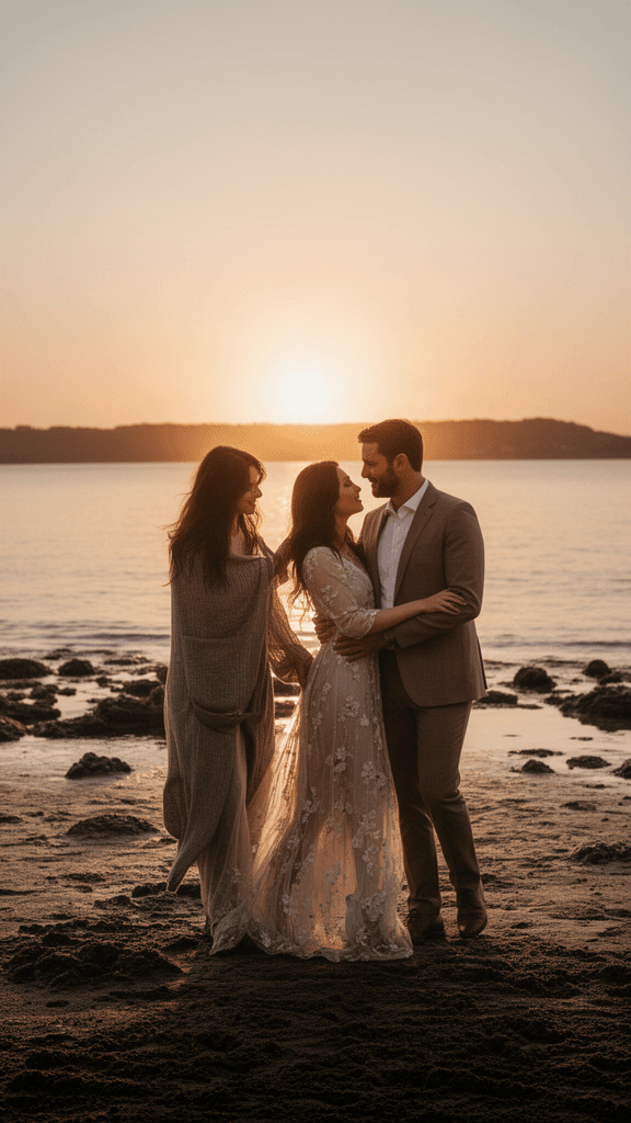 Prépare-moi un prompt encore plus spectaculaire où le couple marche, se regarde, puis se prend dans les bras à la fin