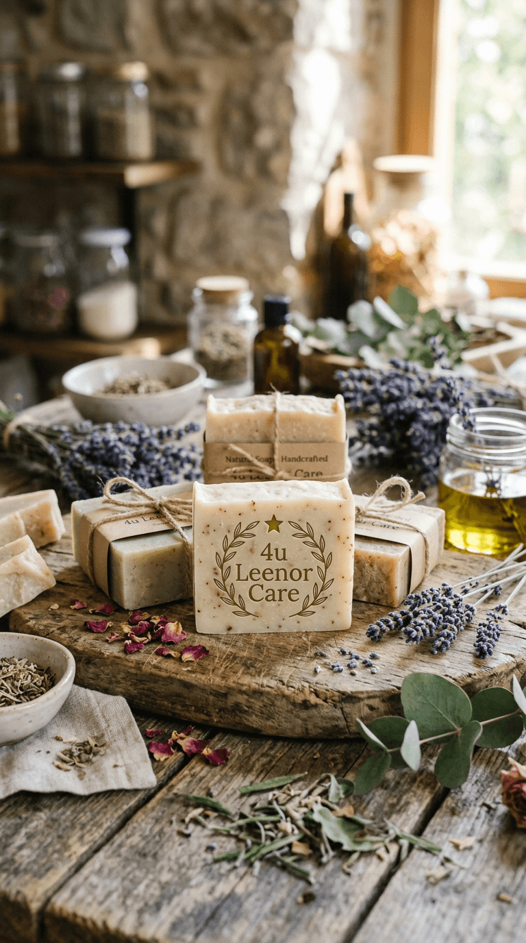 صابون طبيعي مع شعار 4u Leenor Care