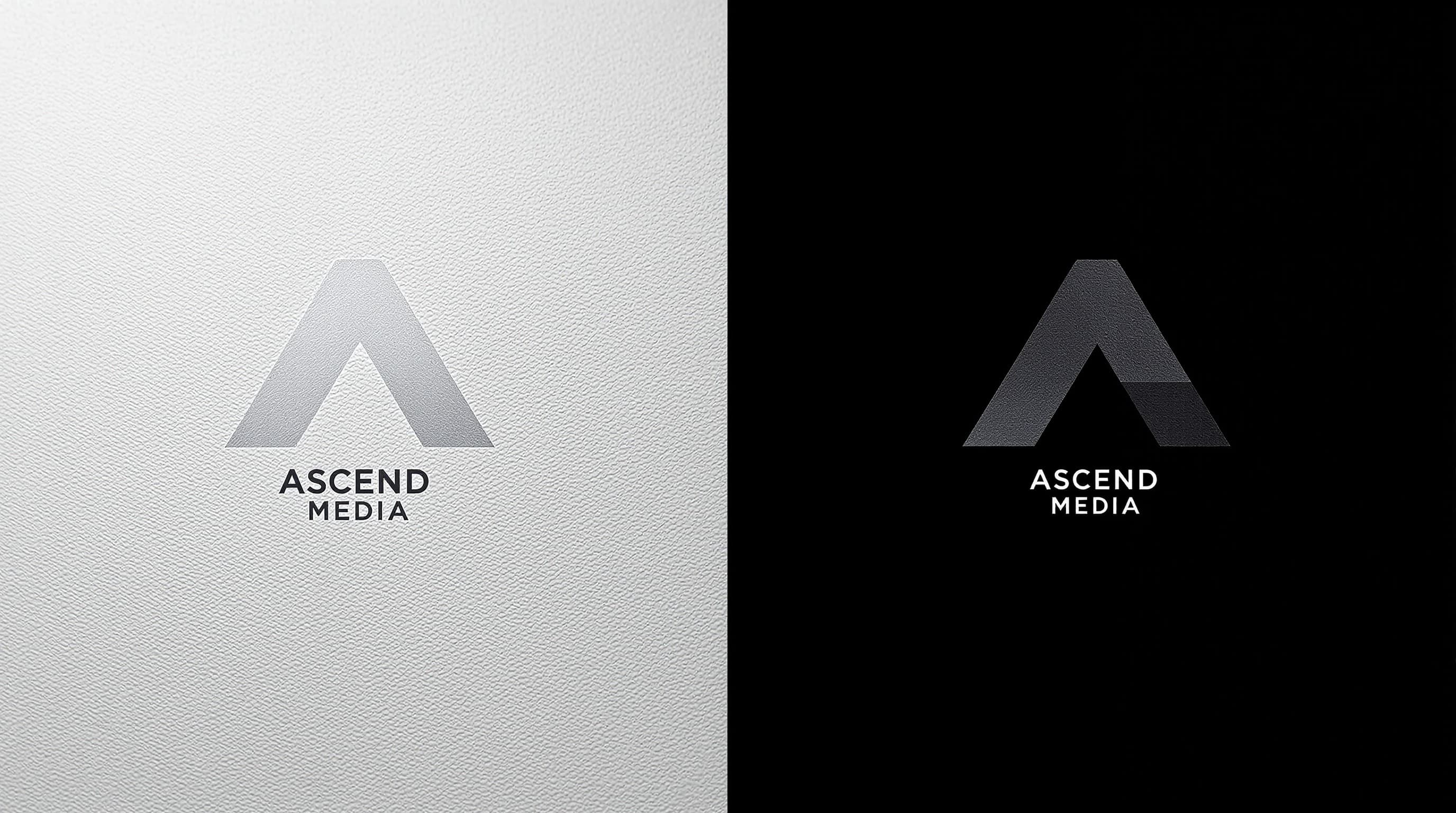 create a commercial advertisement company logo , the name of the company is Ascend Media . colours used to design the logo is black and silver .