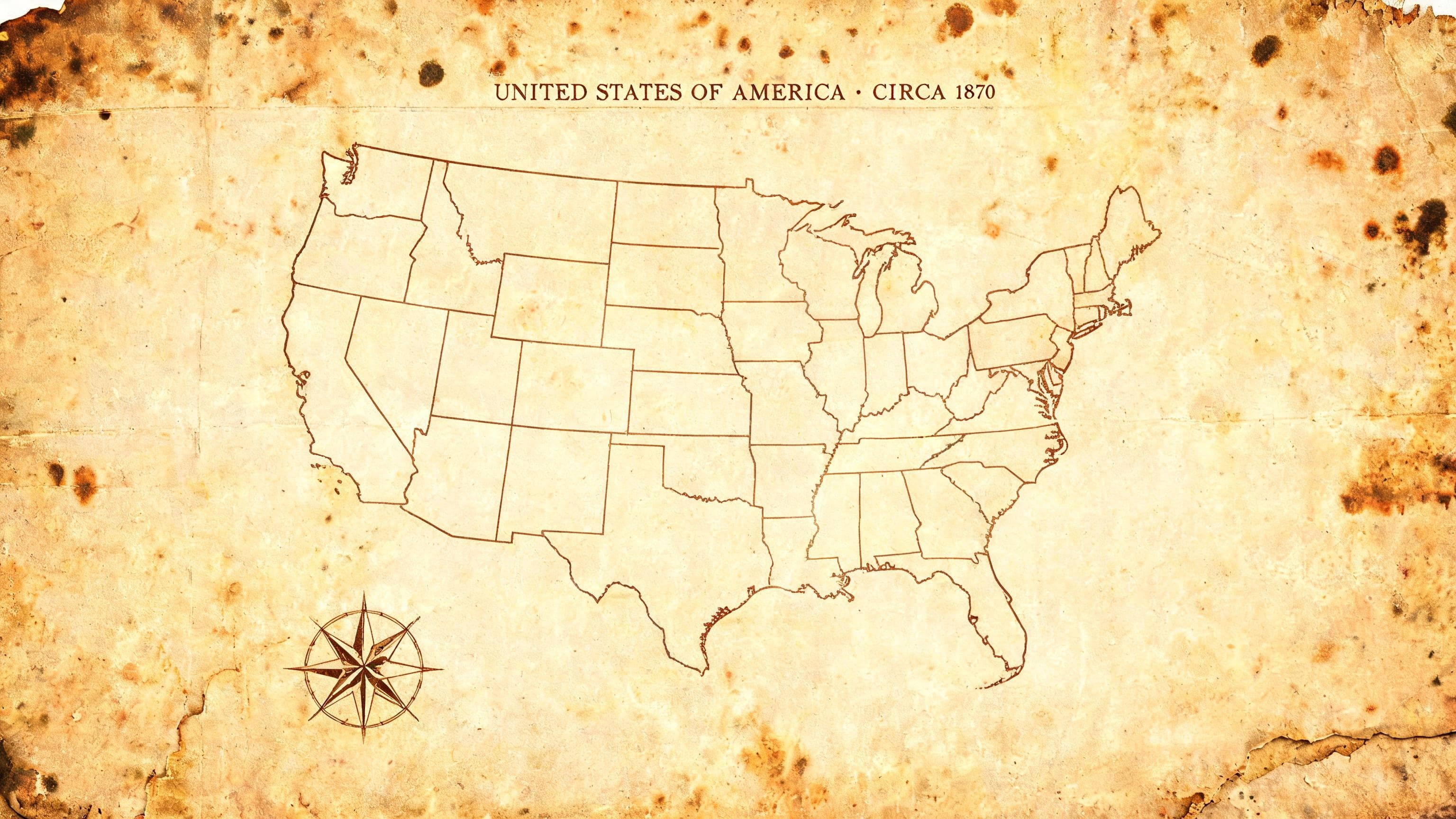 Create an image for me in which the American country looks very old.