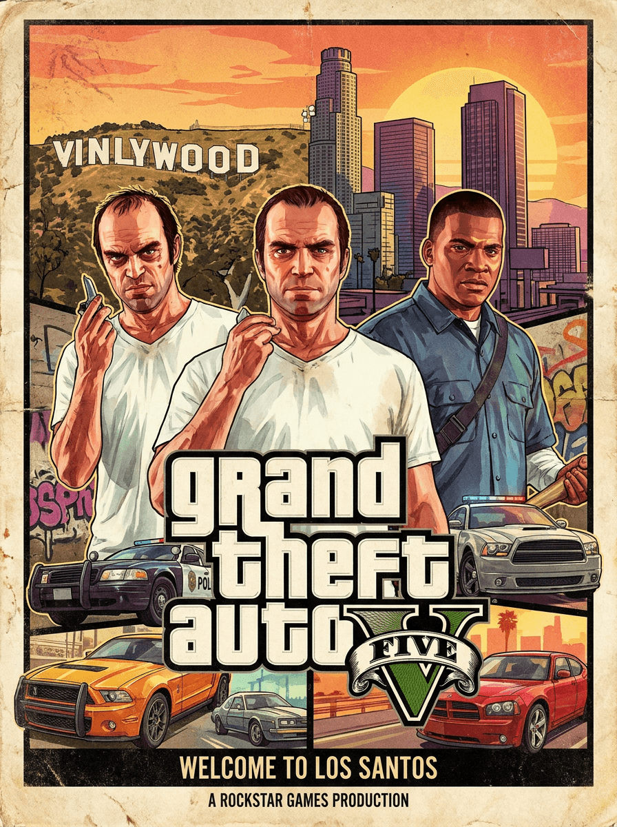 сделать красивый постер по игре Grand Theft Auto V