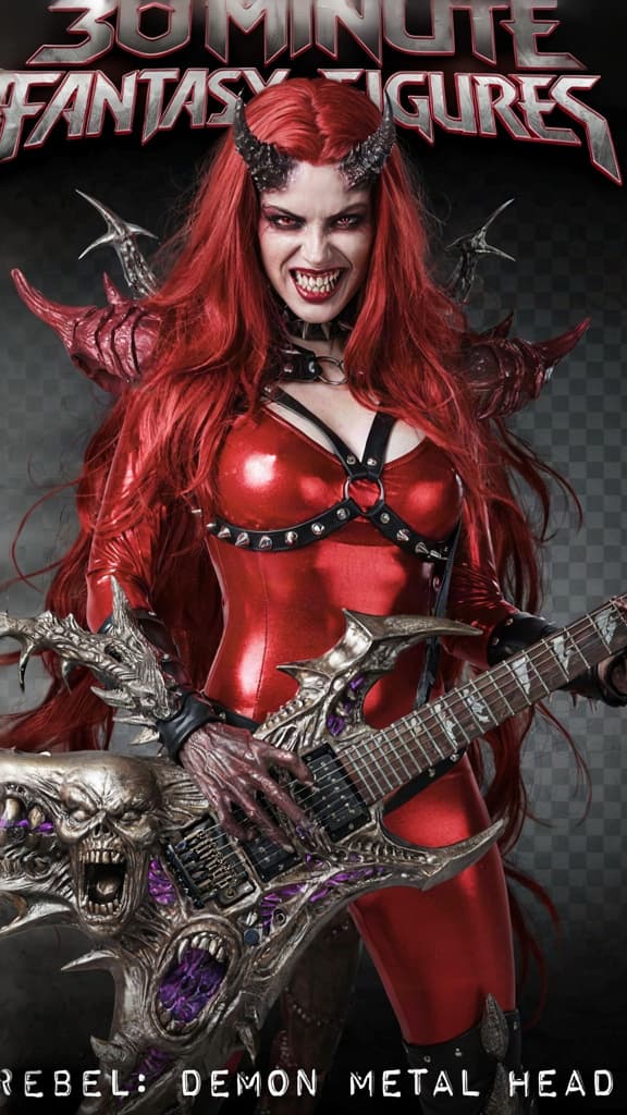 Ideas for 30 Minute fantasy figures
Rebel
Demon metal head
Powers
Her guitar plying can have various effects on people most blowing them apart her words
Bio
A firmer heavy metal player who ended up in this Japan she was killed from her first arrival becoming a demon wich suits her cause Shea’s @ killer in life using her fan base as a meat fest now she can do the same thing
Aperance
Outfit like stve Percy from the round and round video red hair her guitar is alive very 80s metal looking
Character details: Race - Human, Class - Fighter, Alignment - Chaotic Evil, Gender - female.